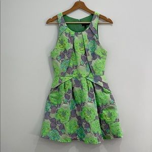 Topshop Bright Green and Purple Floral Midi Dress